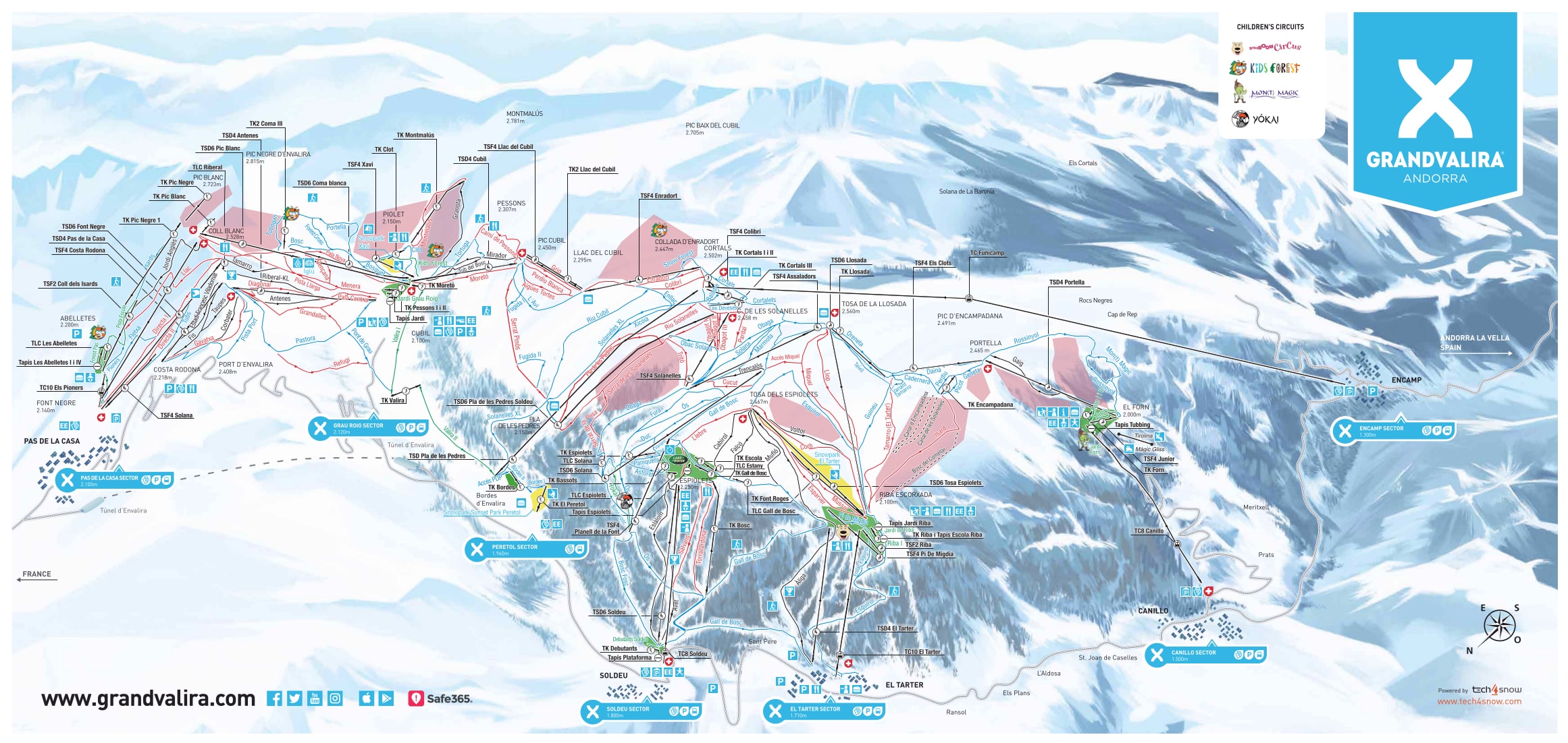 Pas de la Casa piste map