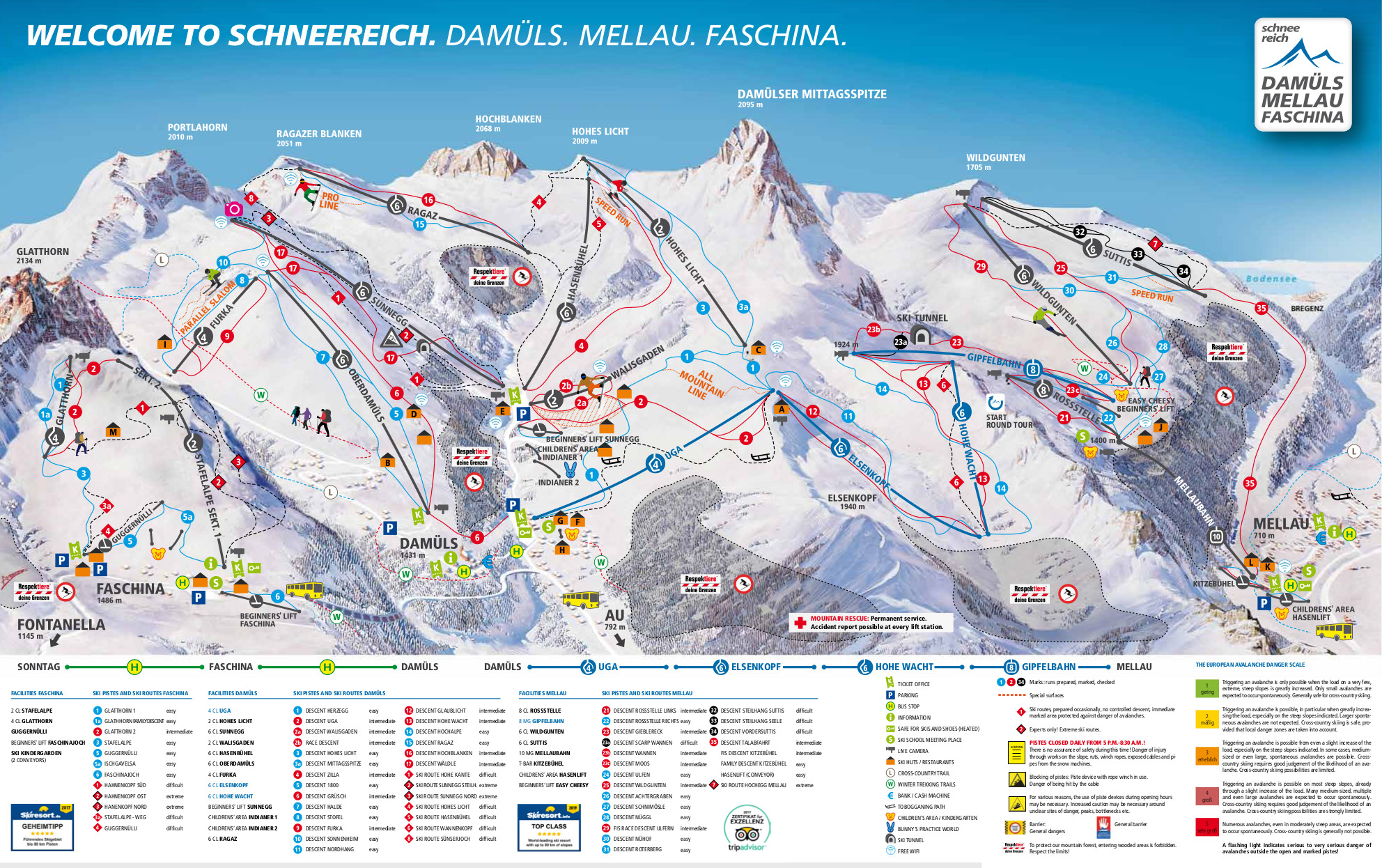 Damüls Mellau piste map