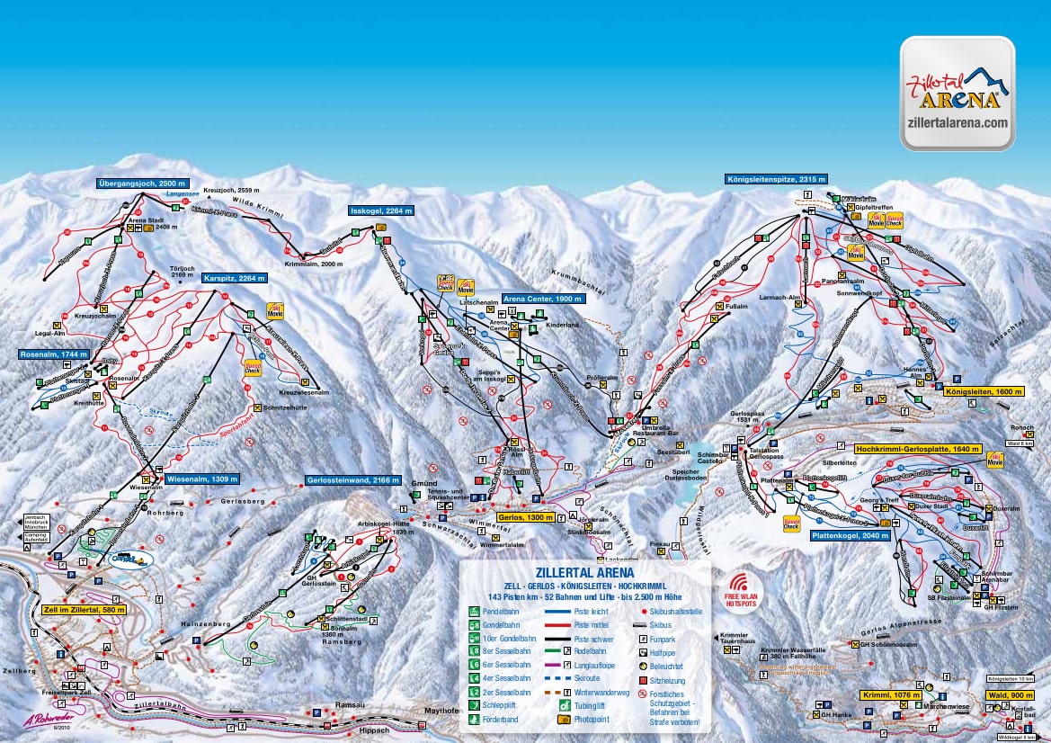 Gerlos piste map