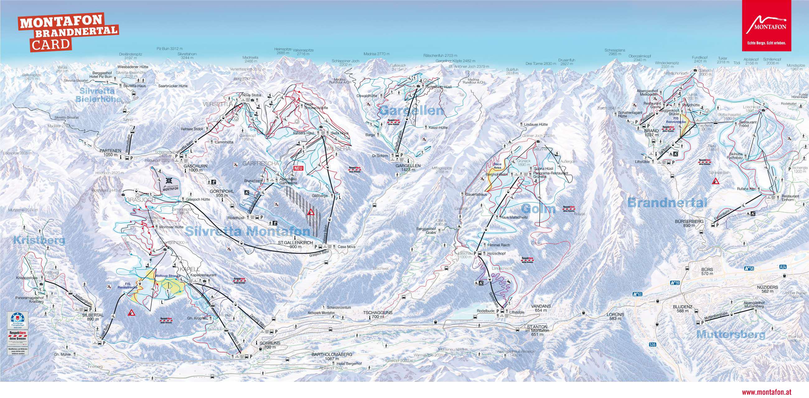 Silvretta Montafon piste map