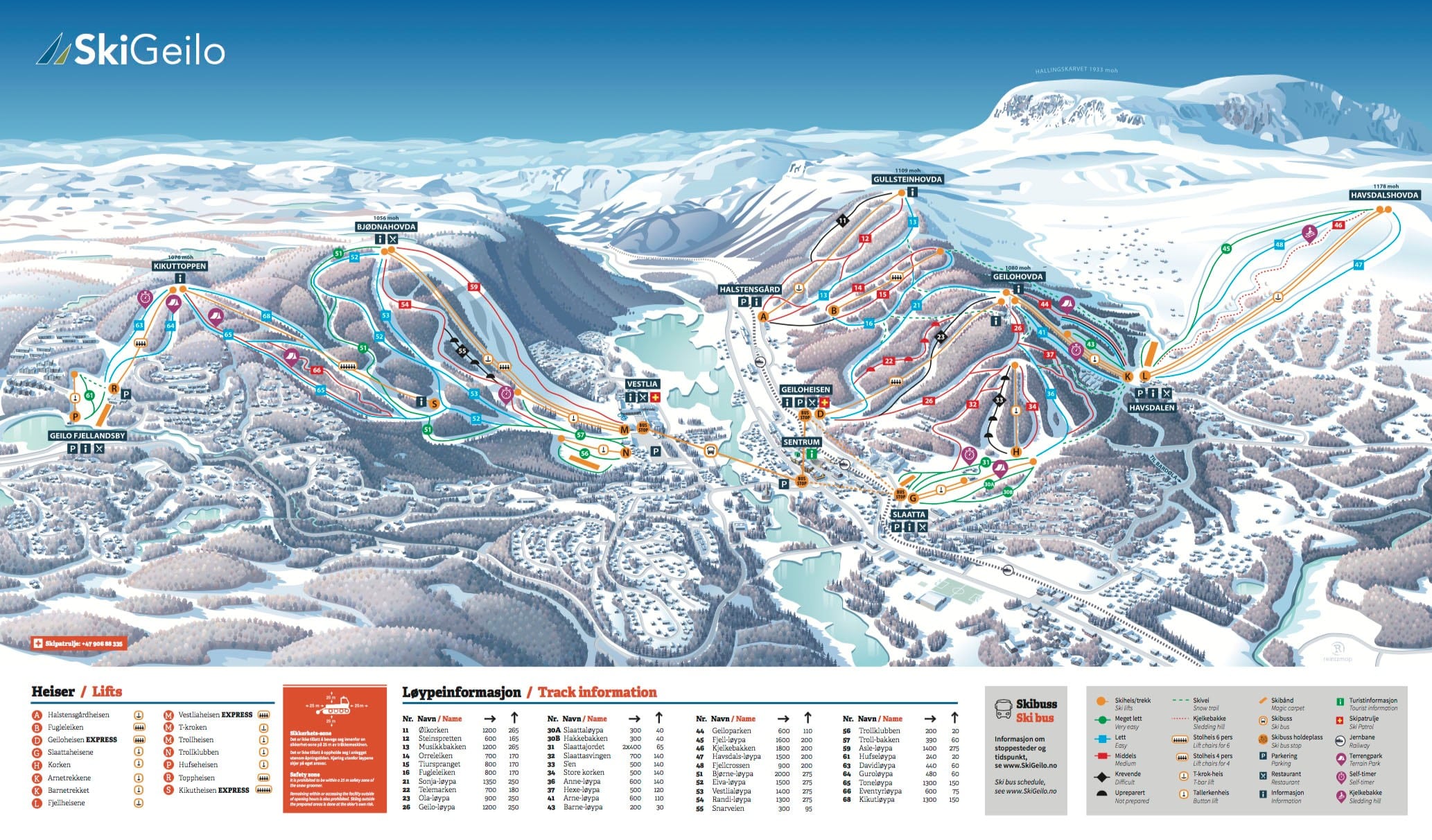 Geilo piste map