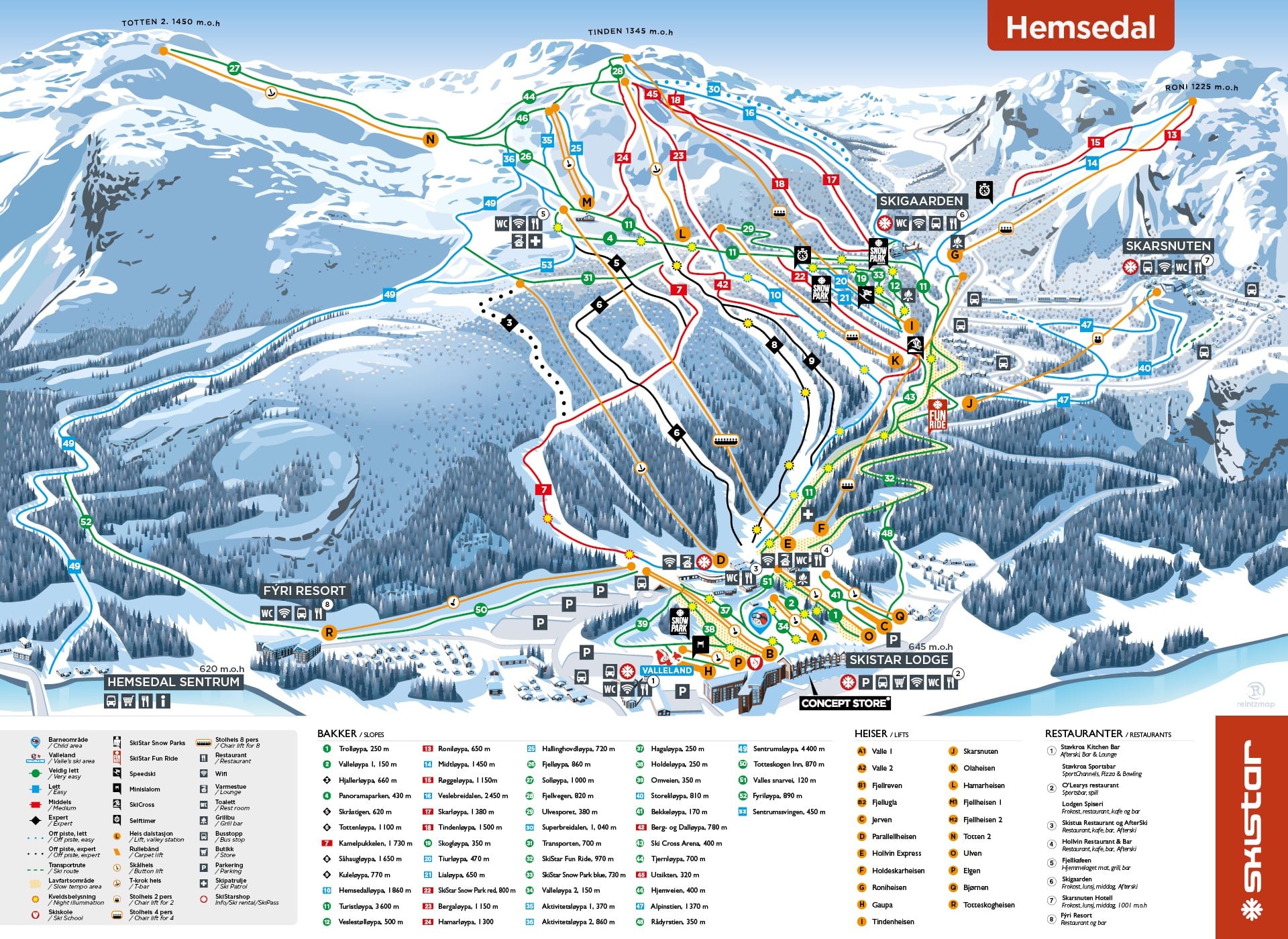 Hemsedal piste map