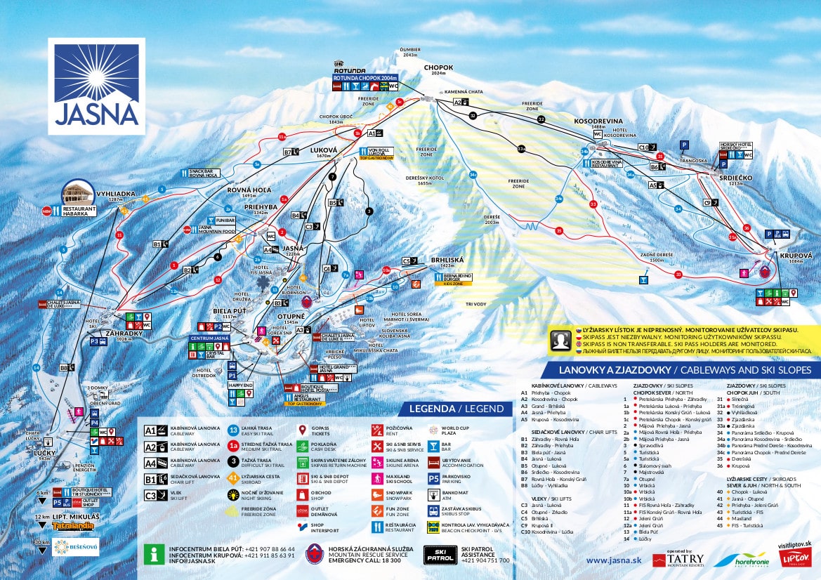 Jasná piste map